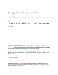 Criminal Responsibility and Causal Determinism J
