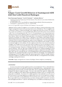 Fatigue Crack Growth Behavior of Austempered AISI 4140 Steel with Dissolved Hydrogen