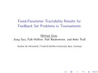 Fixed-Parameter Tractability Results for Feedback Set Problems in Tournaments