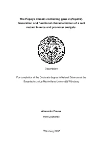 (Popdc2). Generation and Functional Characterization of a Null Mutant in Mice and Promoter Analysis
