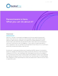 Ransomware Is Here: What You Can Do About It?