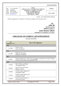 Sd/- CHECKLIST of CURRENT AIP SUPPLEMENTS