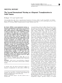 The Second International Meeting on Allogeneic Transplantation in Solid Tumors