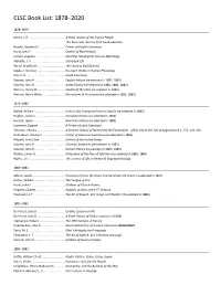 A PDF Download of the CLSC Historic Book List