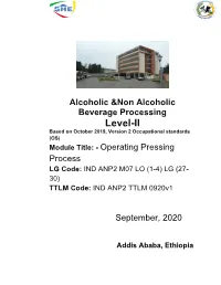 Alcoholic &Non Alcoholic Beverage Processing Level-II