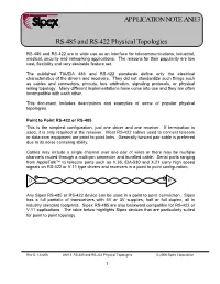 APPLICATION NOTE ANI13 RS-485 and RS-422 Physical Topologies