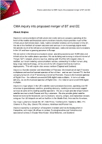 Arqiva Submission to CMA Inquiry Into Proposed Merger of BT and EE