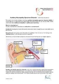 Auditory Neuropathy Spectrum Disorder - Information for Parents