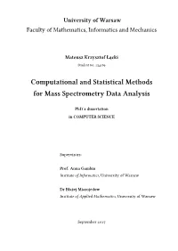 Computational and Statistical Methods for Mass Spectrometry Data Analysis