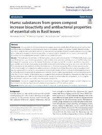 Humic Substances from Green Compost Increase Bioactivity And