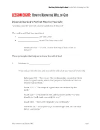 Lesson Eight: How to Know the Will of God