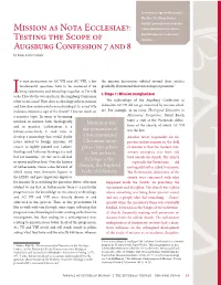 Mission As Nota Ecclesiae?: Testing the Scope of Augsburg Confession 7 and 8