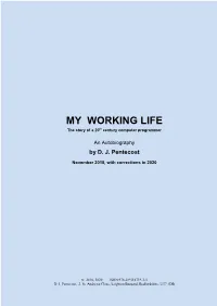 MY WORKING LIFE the Story of a 20Th Century Computer Programmer