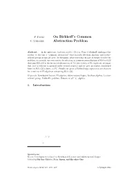 On Birkhoff's Common Abstraction Problem