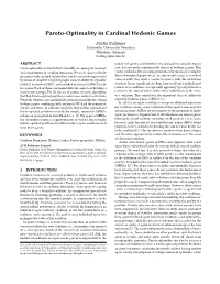 Pareto-Optimality in Cardinal Hedonic Games