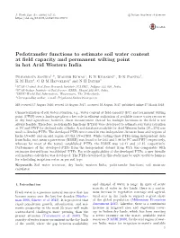Pedotransfer Functions to Estimate Soil Water Content at Field Capacity