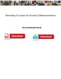 Rescinding a Contract on Grounds of Misrepresentation