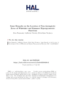 Some Remarks on the Location of Non-Asymptotic Zeros of Whittaker and Kummer Hypergeometric Functions Islam Boussaada, Guilherme Mazanti, Silviu-Iulian Niculescu