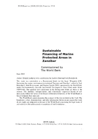 Sustainable Financing of Marine Protected Areas in Zanzibar
