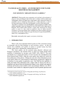 Water Quality Index – an Instrument for Water Resources Management