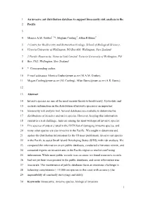 1 an Invasive Ant Distribution Database to Support Biosecurity Risk Analysis in the 2 Pacific