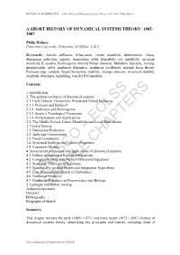 A Short History of Dynamical Systems Theory: 1885-2007 - Philip Holmes