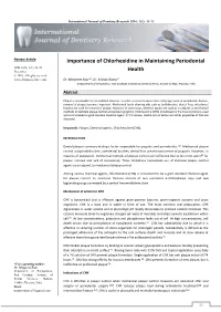 Importance of Chlorhexidine in Maintaining Periodontal Health