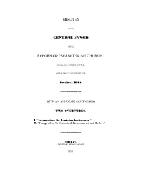 Minutes General Synod Reformed Presbyterian