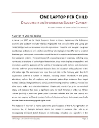 One Laptop Per Child Discourse in an Information Society Context