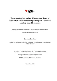 Treatment of Municipal Wastewater Reverse Osmosis Concentrate Using Biological Activated Carbon Based Processes