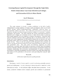 Cases from Selected Local Colleges and Univer