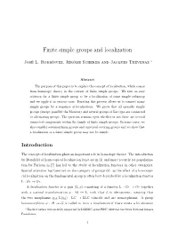 Finite Simple Groups and Localization