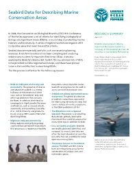 Seabird Data for Describing Marine Conservation Areas