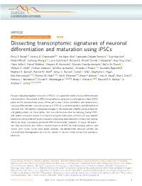 Dissecting Transcriptomic Signatures of Neuronal Differentiation and Maturation Using Ipscs