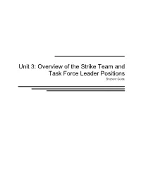 DIVS Unit 3: Overview of the Strike Team and Task Force Leader Positions