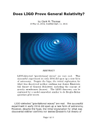 Does LIGO Prove General Relativity?