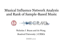 Musical Influence Network Analysis and Rank of Sample-Based Music