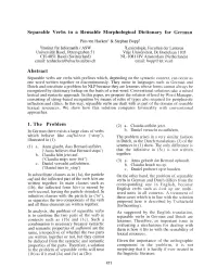 Separable Verbs in a Reusable Morphological Dictionary for German