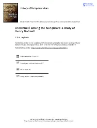 Ancienneté Among the Non-Jurors: a Study of Henry Dodwell