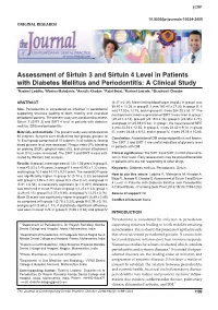 Assessment of Sirtuin 3 and Sirtuin 4 Level in Patients with Diabetes