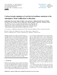 Carbon Isotopic Signature of Coal-Derived Methane Emissions to the Atmosphere: from Coaliﬁcation to Alteration