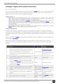Collagen Types and Linked Disorders