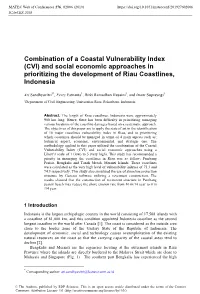 Combination of a Coastal Vulnerability Index (CVI) and Social Economic Approaches in Prioritizing the Development of Riau Coastlines, Indonesia
