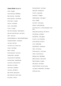 Dream Shake Song List