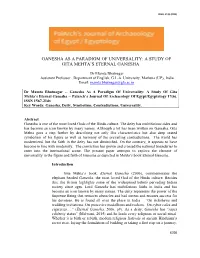 Ganesha As a Paradigm of Universality: a Study of Gita Mehta's Eternal