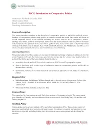 PSC13 Introduction to Comparative Politics Course Description