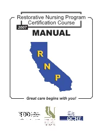 Restorative Nursing Program (RNP)