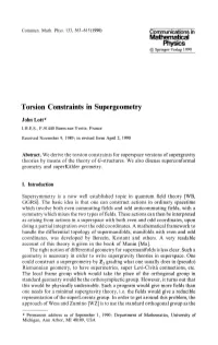 Torsion Constraints in Supergeometry