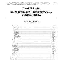 Volume 2, Chapter 4-7C: Invertebrates: Rotifer Taxa