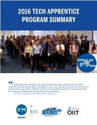2016 Tech Apprentice Program Summary